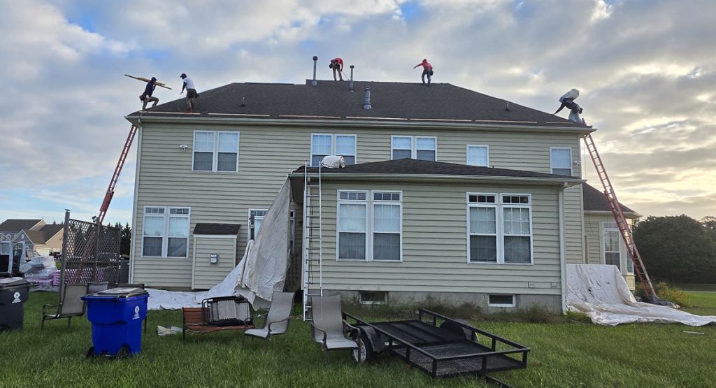 Tearing off the old roof in Townsend, DE