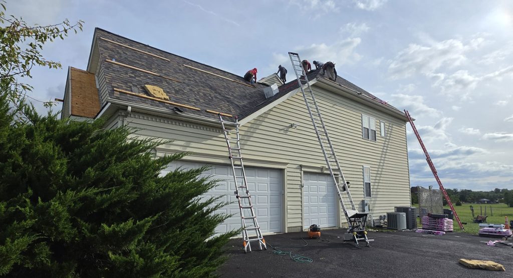 Tearing off the old roof in Townsend, DE