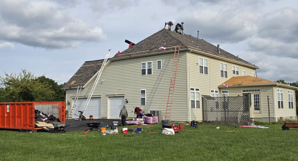 Tearing off the old roof in Townsend, DE